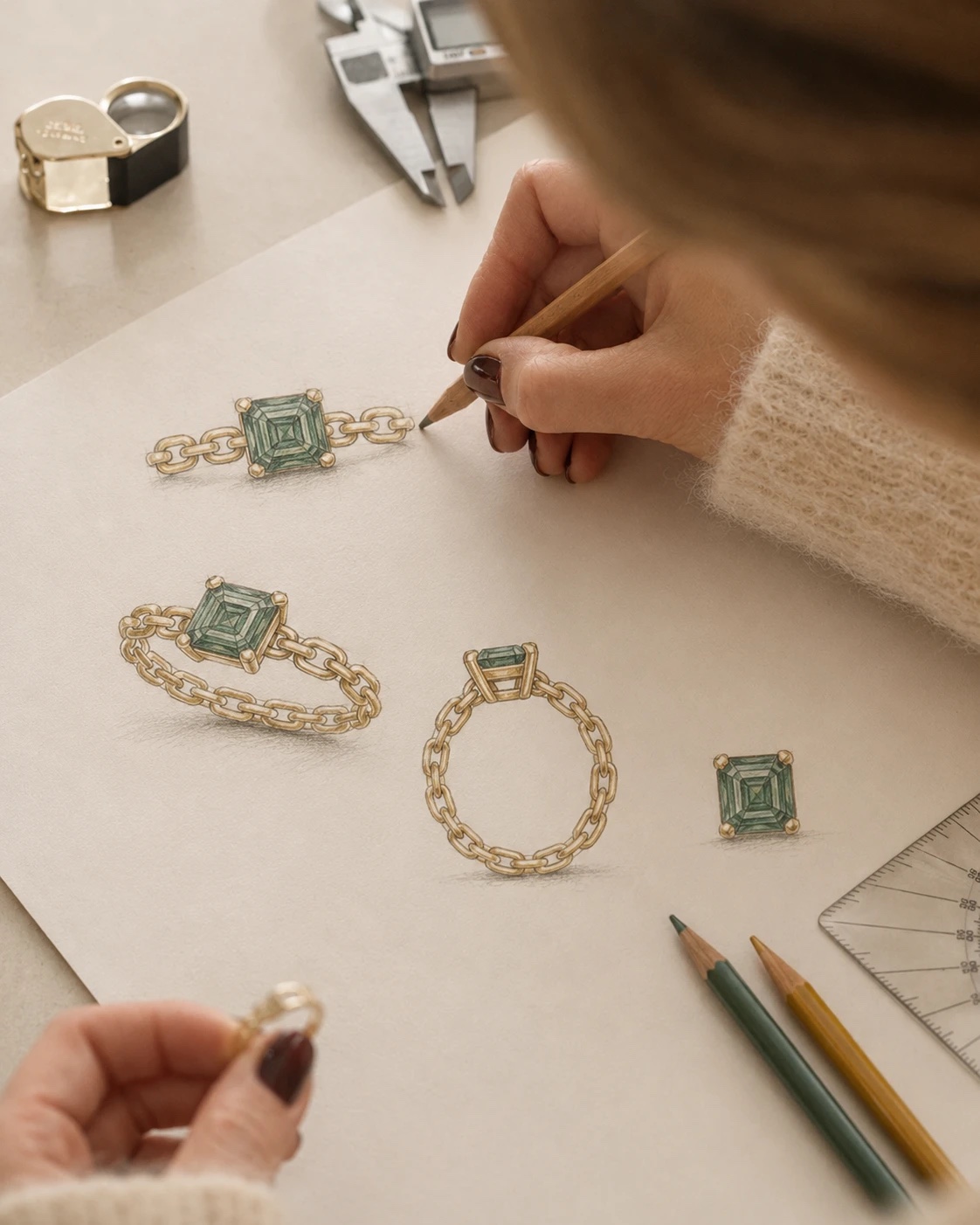 Evanthia jewelry design sketches
